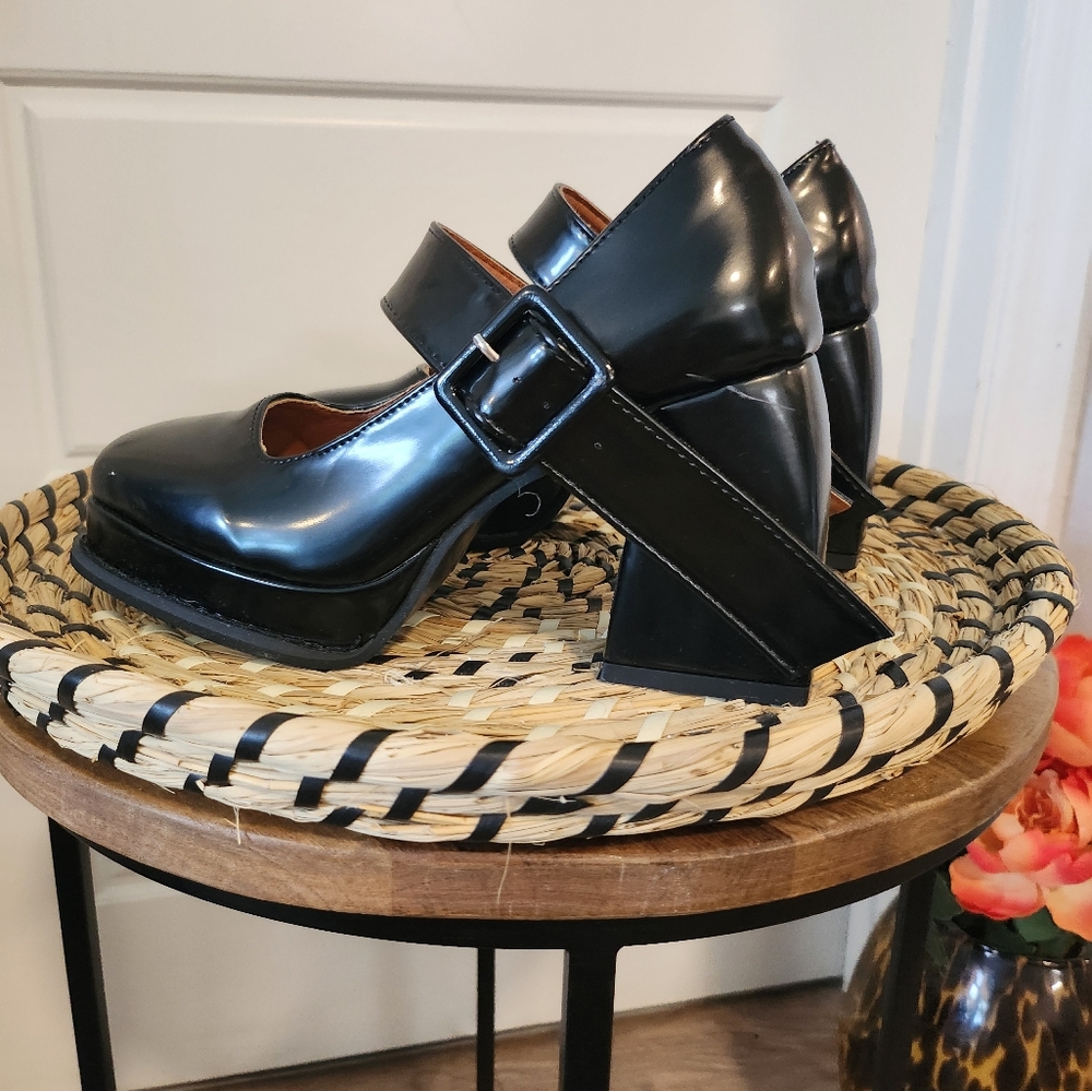 Black Mary Jane Block Heel